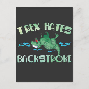 TRex Hates Backstroke water sports Dino Swimming Postcard