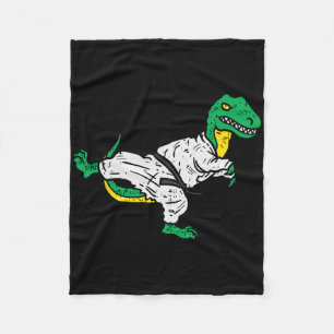 Trex Karate Taekwondo Black Belt Funny Dinosaur Ma Fleece Blanket