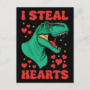 Trex love heartstealing dinosaur valentines day te holiday postcard