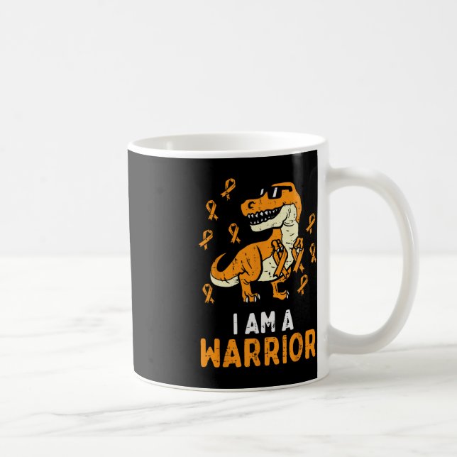 Trex Orange Ribbon Im A Warrior Leukaemia Awarenes Coffee Mug (Right)
