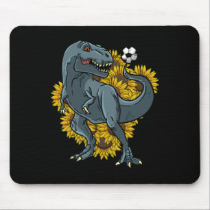 Trex Playing Soccer Sunflower Funny Footbyll Dinos Mouse Mat
