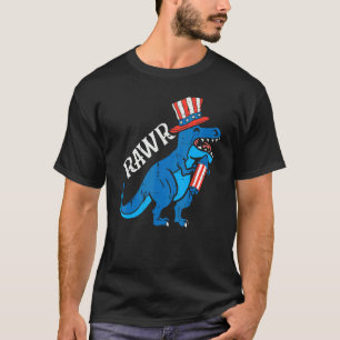 Trex Rawr Us Flag Hat Firecracker Dino 4th Of July T-Shirt