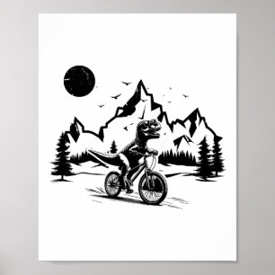 Trex Riding Bicycle Vintage Mountain Biking Dino T Poster