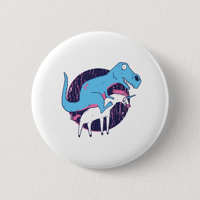 Trex Riding Unicorn 6 Cm Round Badge (Front)