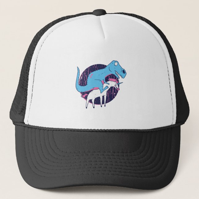 Trex Riding Unicorn Trucker Hat (Front)