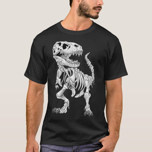 TRex Skeleton Dino bones paleontologist Fossil T-Shirt (Front)