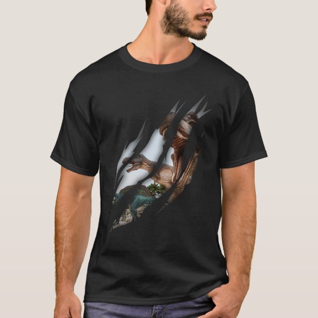 Trex Spinosaurus Torn Claw Dino Lover T-Shirt (Front)