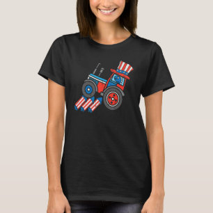 Trex Tractor Us Flag Dino Truck 4th Of July Toddle T-Shirt