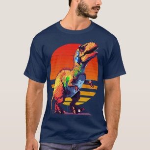 Trex with headphones retro art3 T-Shirt