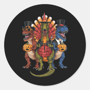 TRexgiving T-Rex Happy Thanksgiving Dinosaurs  Classic Round Sticker
