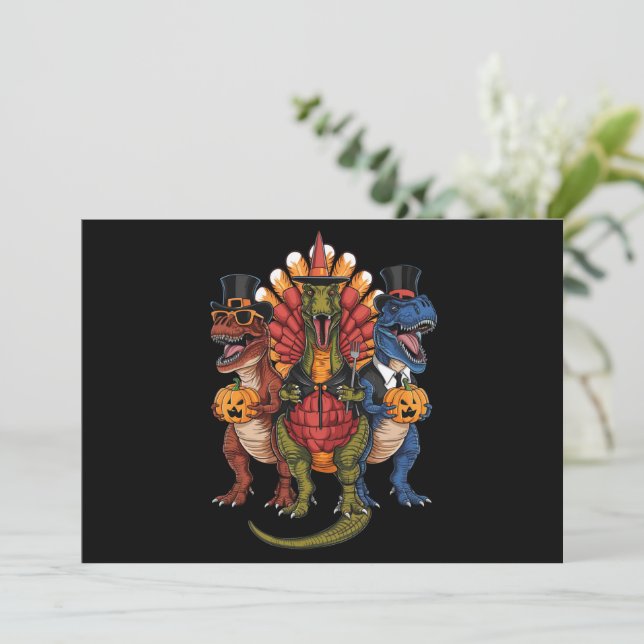 TRexgiving T-Rex Happy Thanksgiving Dinosaurs  Holiday Card (Standing Front)
