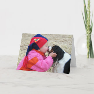 Tri Cavalier King Charles Spaniel Kiss Card