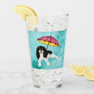 Tri Cavalier Spaniel and Umbrella Glass