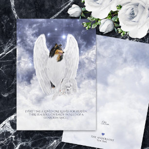 Tri Collie Angel & Cherub - Pet Loss Sympathy Card