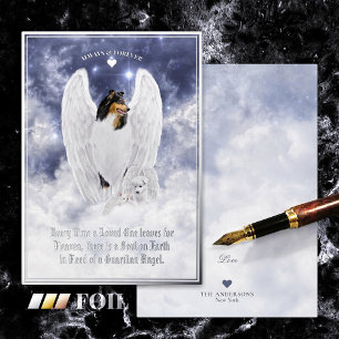 Tri Collie Angel & Cherub - Pet Sympathy Foil Card