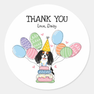 Tri Color Cavalier King Charles Spaniel Birthday Classic Round Sticker