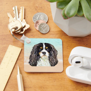 Tri-Color Cavalier King Charles Spaniel Key Ring