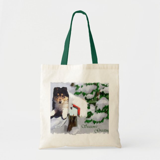 Tri-Color Collie Puppy Christmas Gifts Tote Bag (Front)