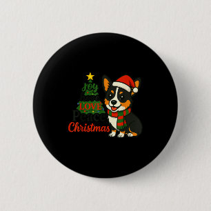 Tri Color Corgi Costume Pjs Joy Hope Love Peace Ch 6 Cm Round Badge