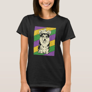 Tri Color Corgi Jester Mardi Gras Dog Mom or Dad T-Shirt
