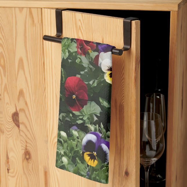 Tri Colored Pansies: A Symphony of Colors in Bloom Tea Towel (Thirds Fold)