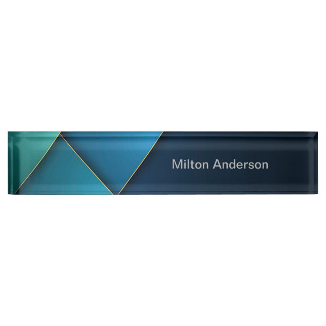 Tri-Colour Blue Acrylic Desk Name Plate (Front)