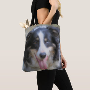 Tri Colour Border Collie Face  Tote Bag