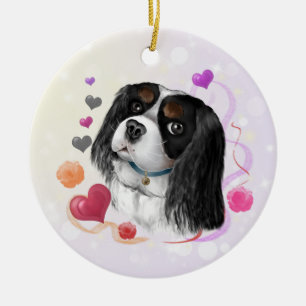 Tri-Colour Cavalier King Charles Spaniel  Ceramic Tree Decoration