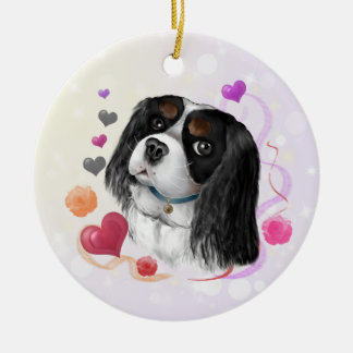 Tri-Colour Cavalier King Charles Spaniel Ceramic Tree Decoration