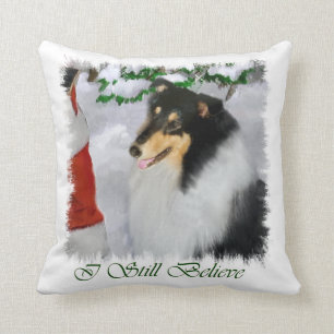 Tri Colour Collie Christmas Cushion