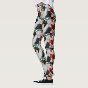 Tri Colour Collie Christmas Leggings