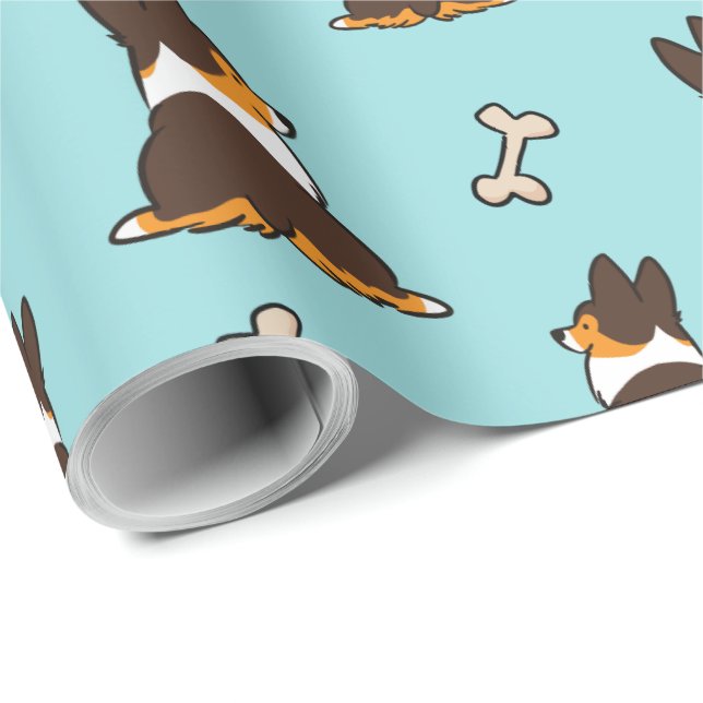 Tri-Colour Corgi Butt Wrapping Paper (Roll Corner)