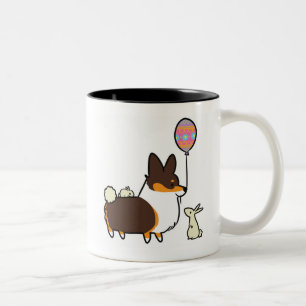 Tri-Colour Corgi Easter Bunny Mug   CorgiThings
