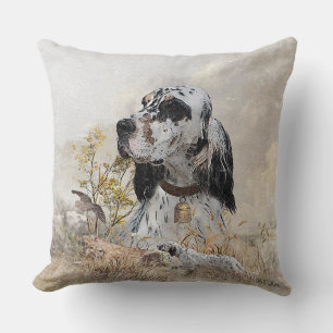 Tri Colour English Setter Art, woodcock Hunting Cushion