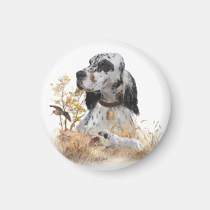 Tri Colour English Setter Art, woodcock Hunting Magnet