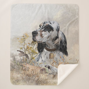 Tri Colour English Setter Art, woodcock Hunting Sherpa Blanket