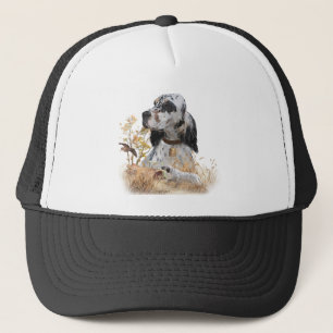Tri Colour English Setter Art, woodcock Hunting Trucker Hat