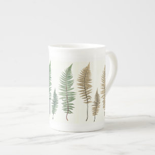 Tri-Colour Fern Panels Botanical Bone China Mug