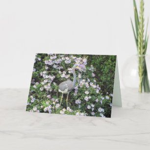 Tri-Colour Heron amongst the Wildflowers Card