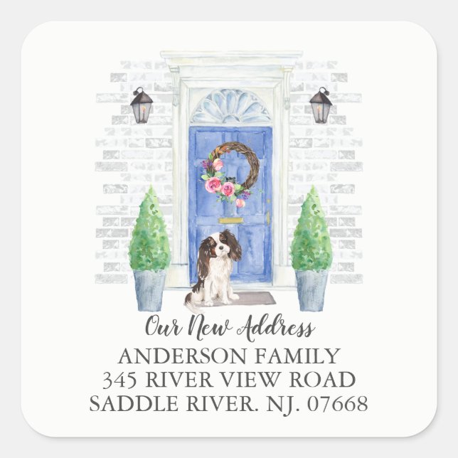 Tri Colour King Charles Spaniel Door Address Label (Front)