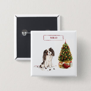 Tri-Colour King Charles Spaniel Funny Christmas Do 15 Cm Square Badge