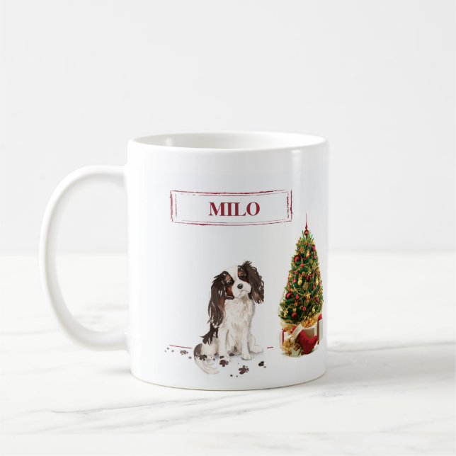Tri-Colour King Charles Spaniel Funny Christmas Do Coffee Mug (Left)