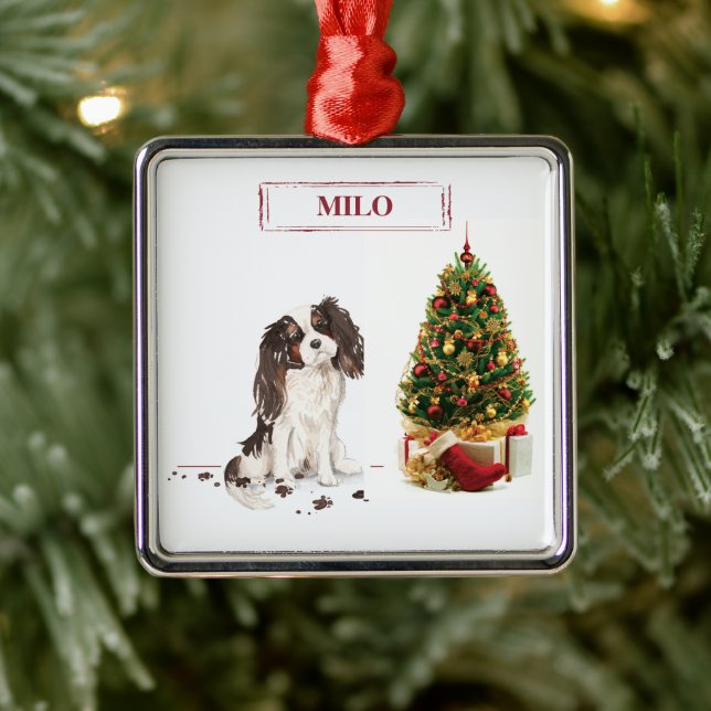 Tri-Colour King Charles Spaniel Funny Christmas Do Metal Tree Decoration (Tree)