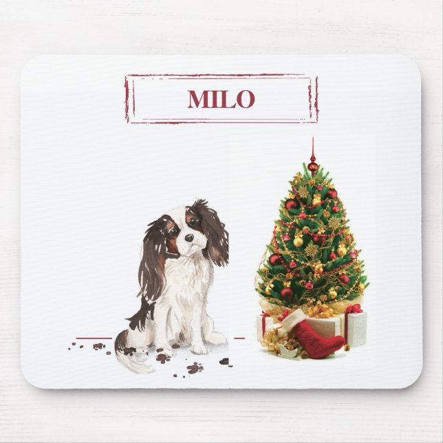 Tri-Colour King Charles Spaniel Funny Christmas Do Mouse Mat (Front)