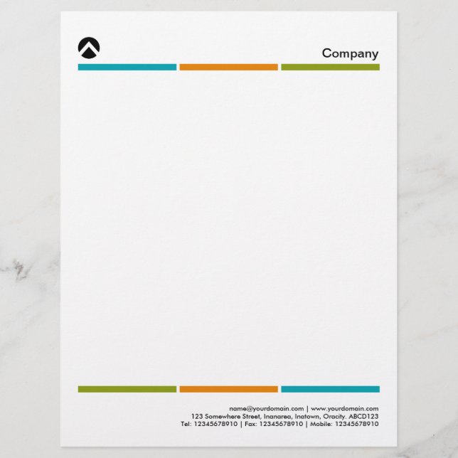 Tri-Colour Lines 01 Custom Letterhead (Front)