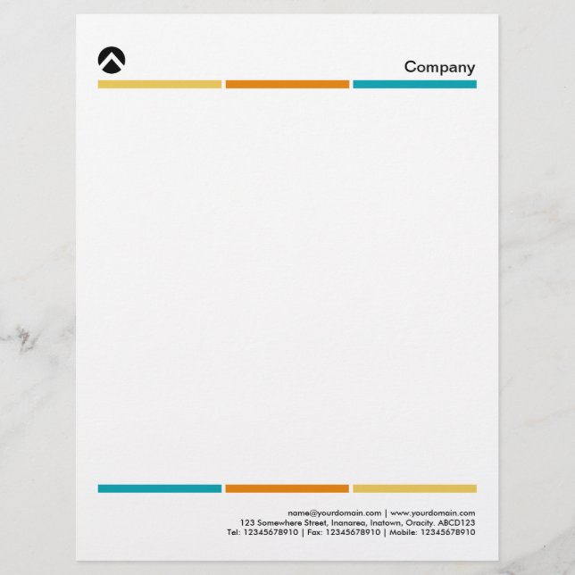 Tri-Colour Lines 02 Custom Letterhead (Front)