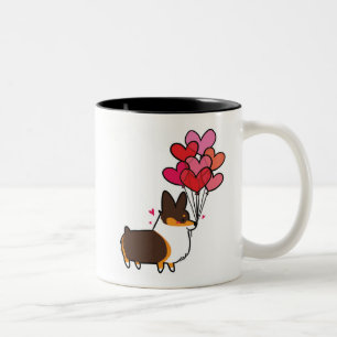 Tri-Colour Love & Hearts Corgi Mug   CorgiThings