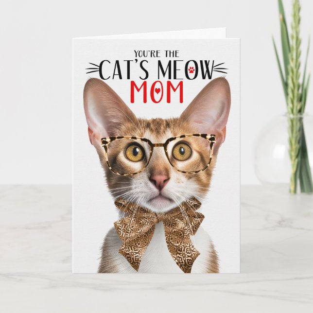 Tri-Colour Oriental Cat for Mum on Mother's Day Holiday Card (Front)