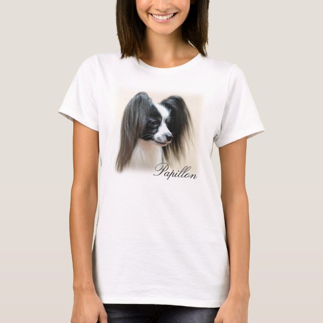 Tri-Colour Papillon Dog T-Shirt (Front)