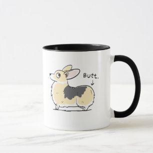 Tri-Colour Pembroke Corgi Butt Mug